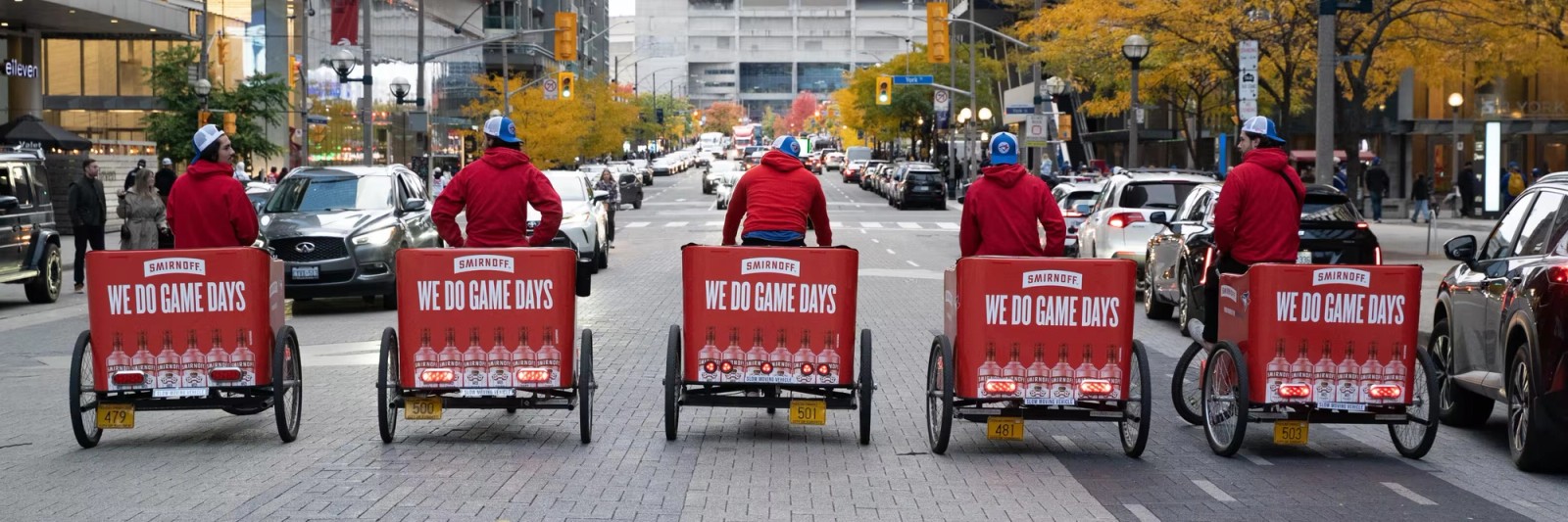 Smirnoff branded pedicabs in Toronto
