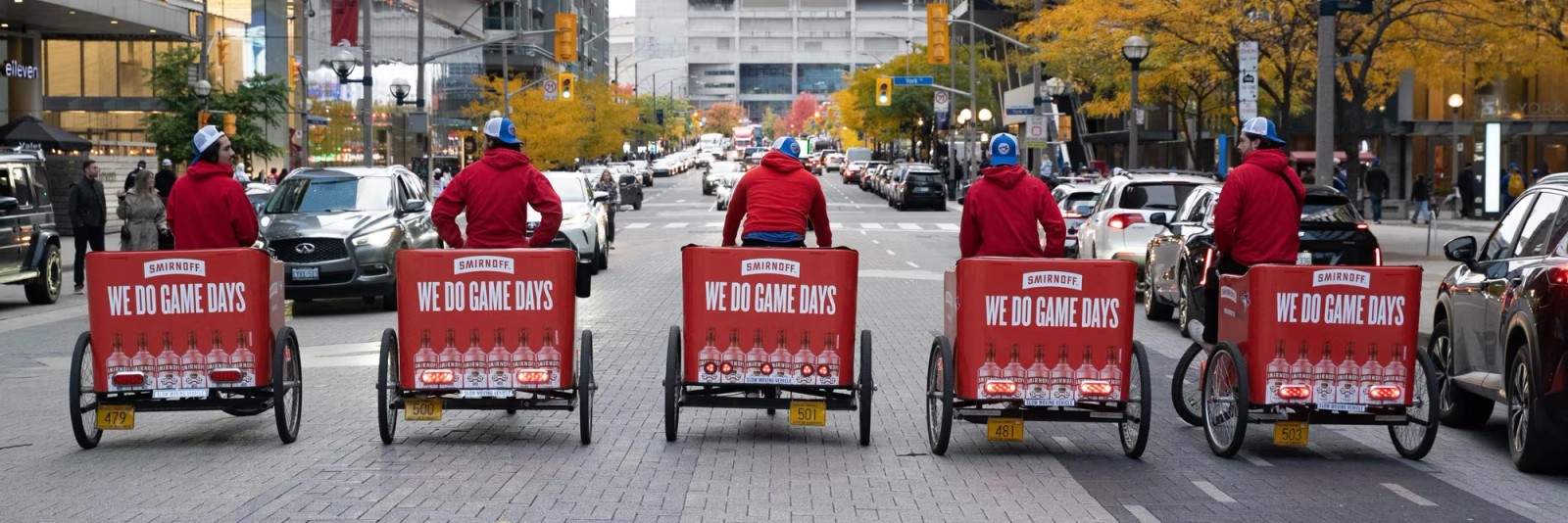 Smirnoff branded pedicabs in Toronto