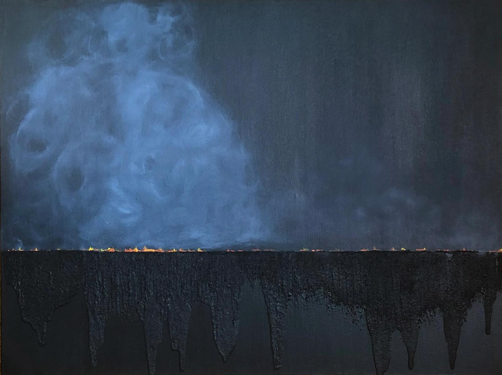 Fire Horizons 11, Acrylic and sand on canvas