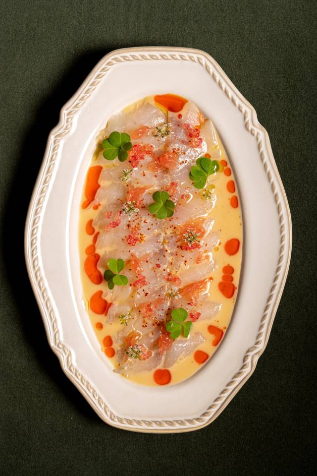Madai ceviche, togarashi, spicy oil