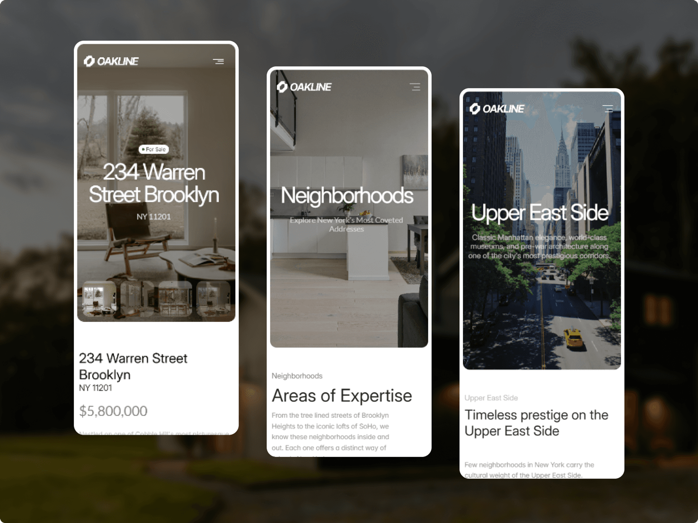 Oakline website design