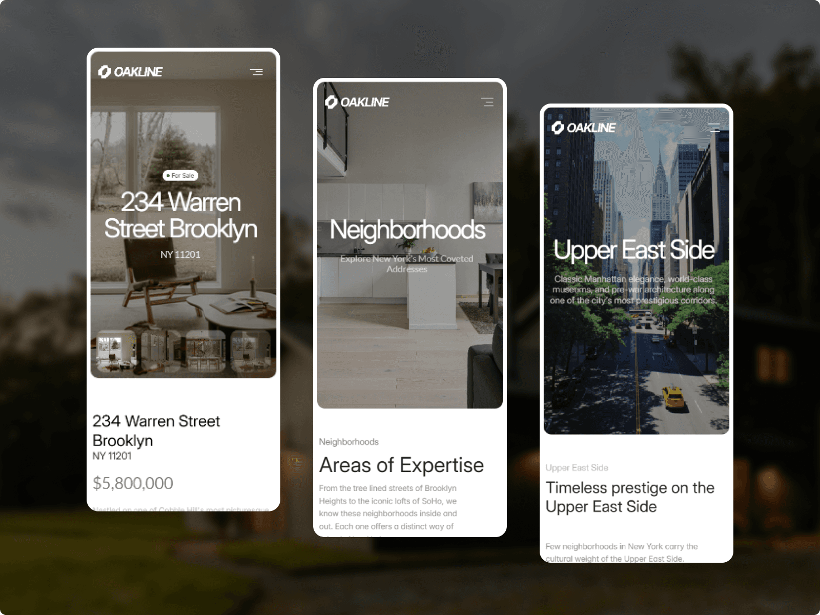 Oakline website design