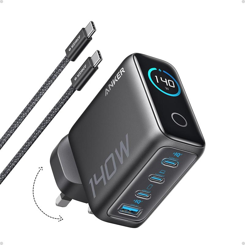 Anker 140W 4 in 1 Charger (140W, 4 Port, PD 3.1) with USB C to C Cable