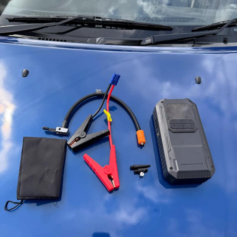 Tire Inflator Portable Air Compressor  & Car Jump Starter With Powerbank and Led Light