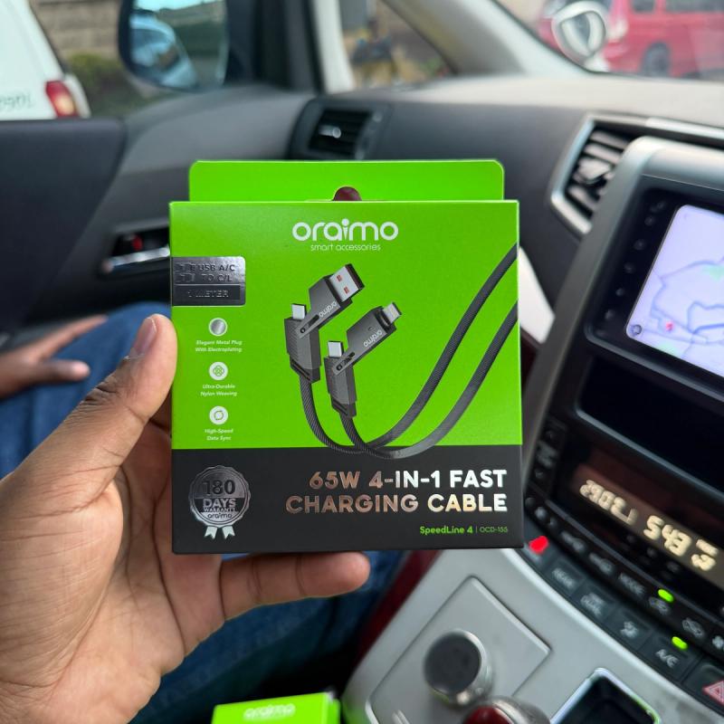 Oraimo SpeedLine 4 65W 4 in 1 Braided Fast Charging Data Cable OCD-156