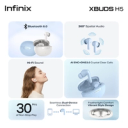 Infinix XBuds H5 with BT 6.0, Spatial 3D Audio, 30 Hours Play, AI ENC, Dual Connection Earbuds image 3