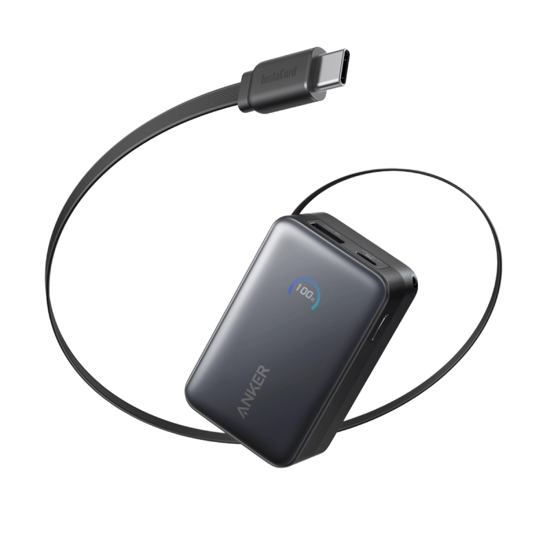 Anker Nano Powerbank with 45W fast charging, 10,000mAh capacity and built in retractable USB-C cable