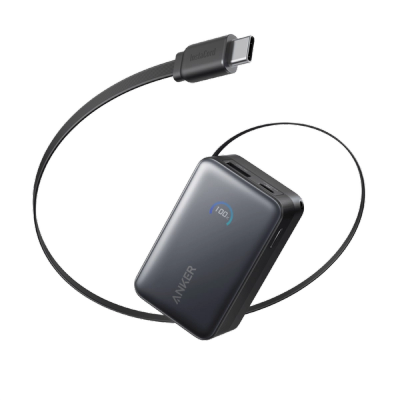 Anker Nano Powerbank with 45W fast charging, 10,000mAh capacity and built in retractable USB-C cable