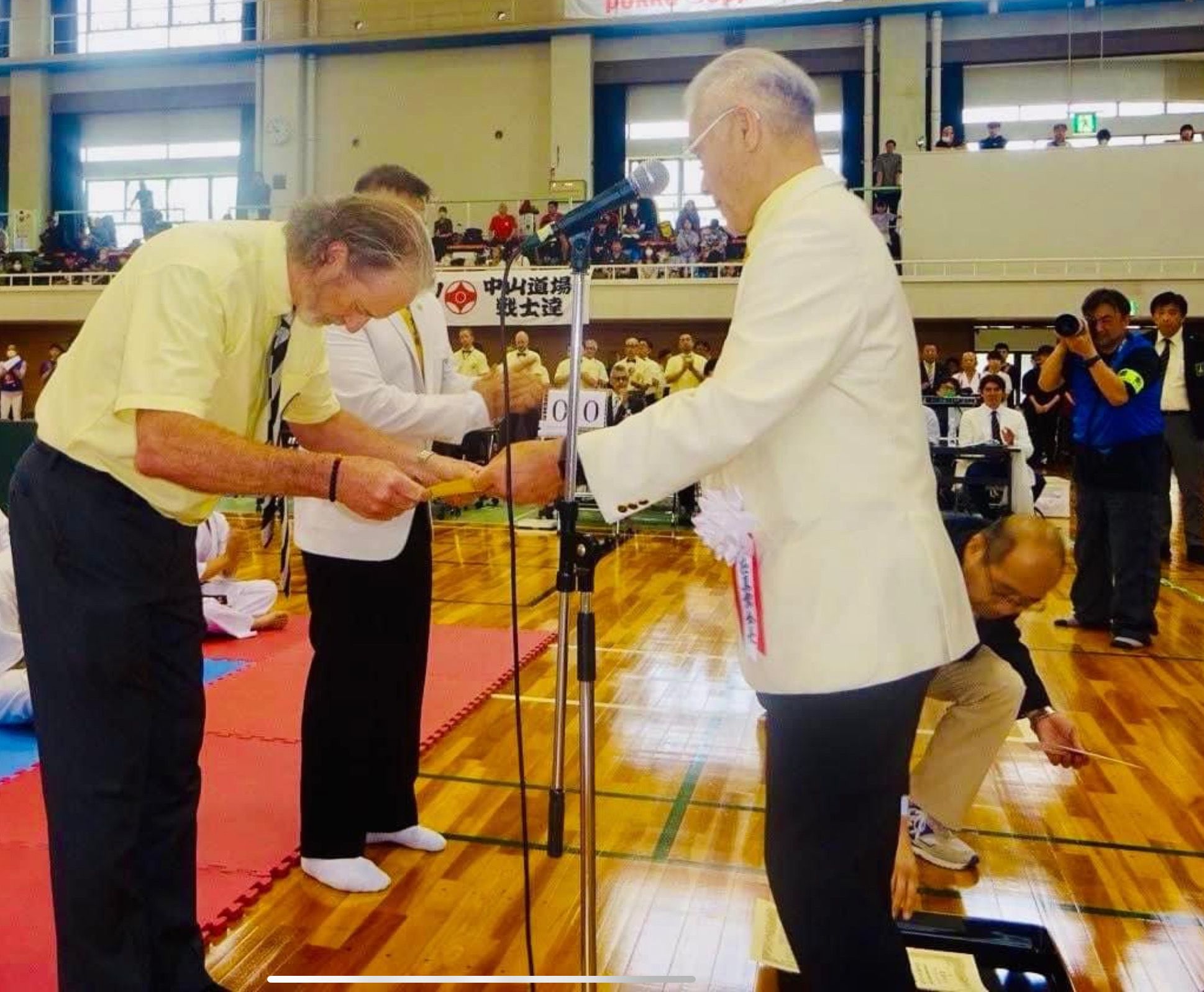 Being presented my Kyoshi certificate