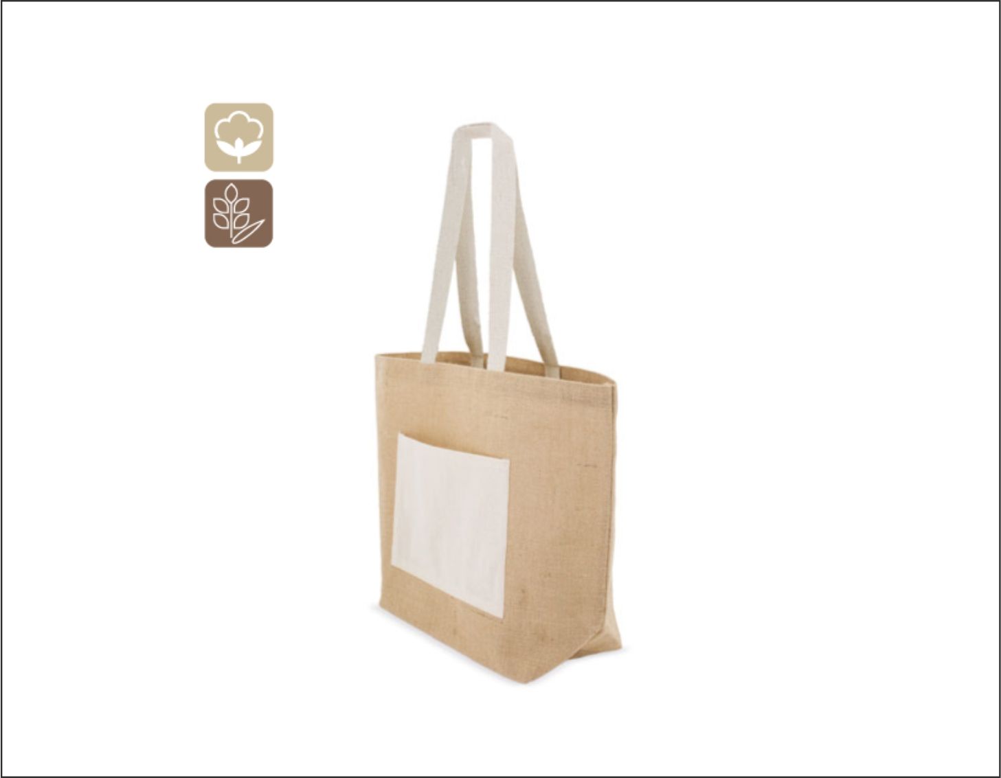 Τσάντα από γιούτα με εξωτερική τσέπη.