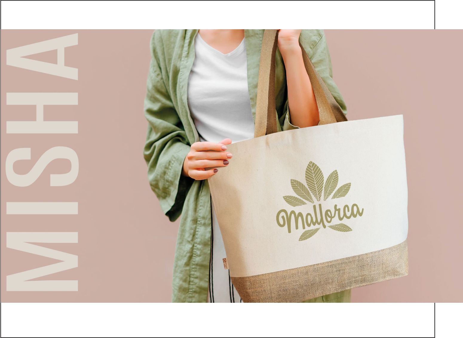 Τσάντα ώμου από συνδυασμό βαμβακιού και γιούτας