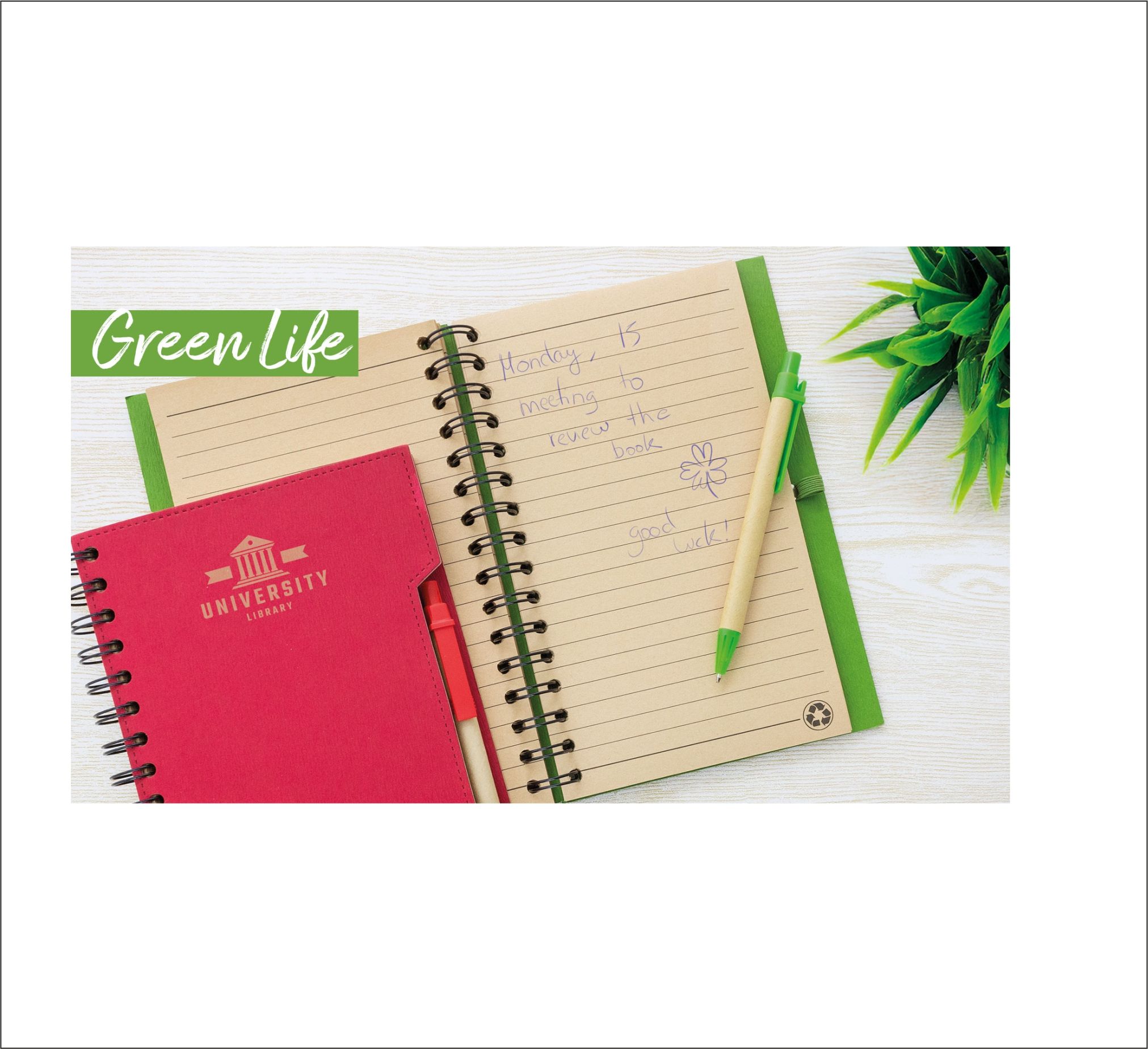 A5 NOTEBOOK WITH PEN ECO "GREEN LIFE»