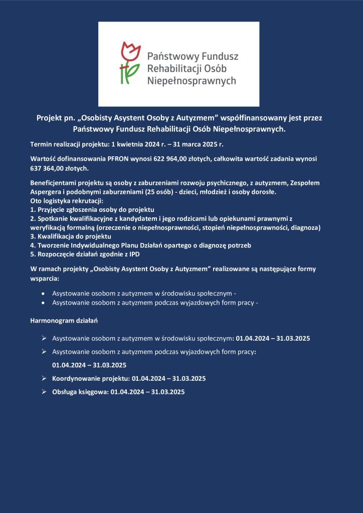 Projekt pn. "Osobisty Asystent Osoby z Autyzmem"