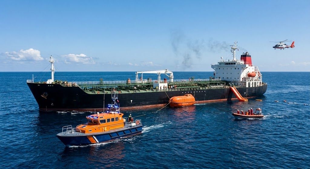 Five Indian Seafarers Rescued After Projectile Strikes Tanker in Strait of Hormuz