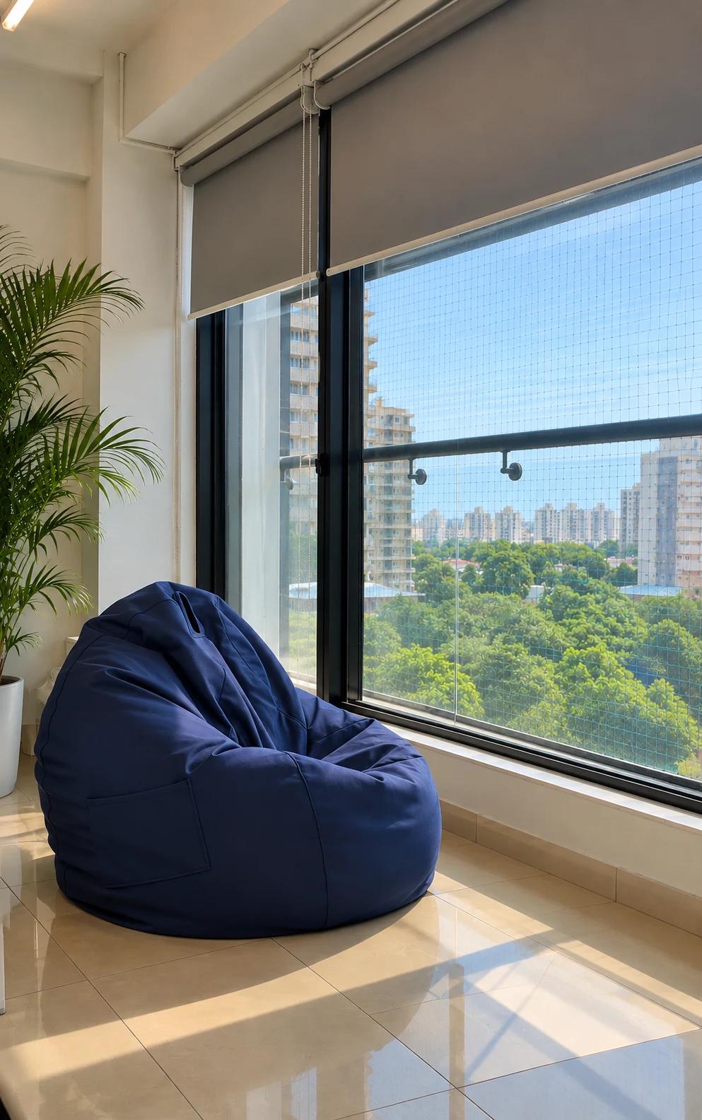 Glass-walled meeting room corridor