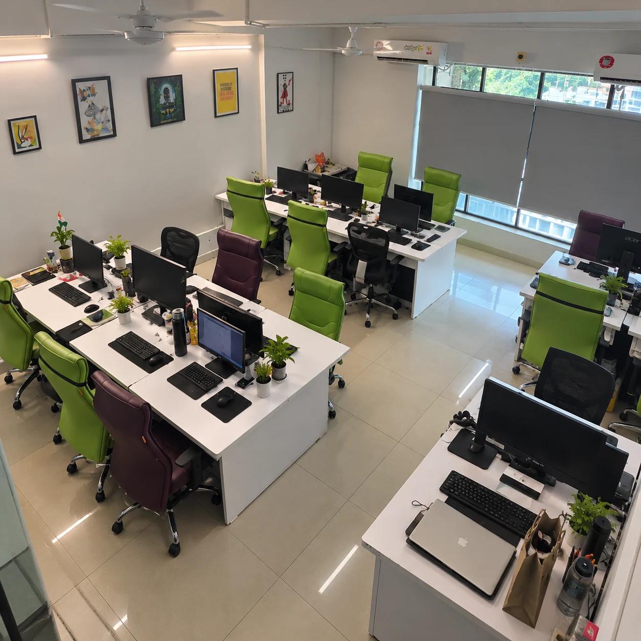 Open floor desks in the Rajkot studio
