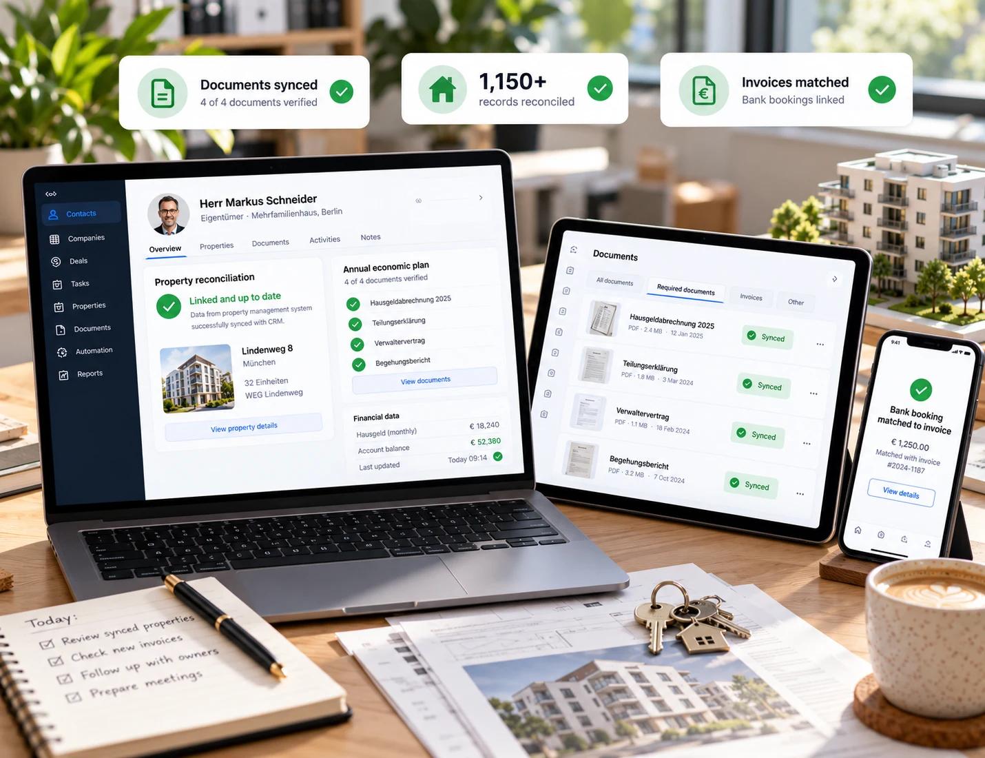 HubSpot and property-management integration shown across systems
