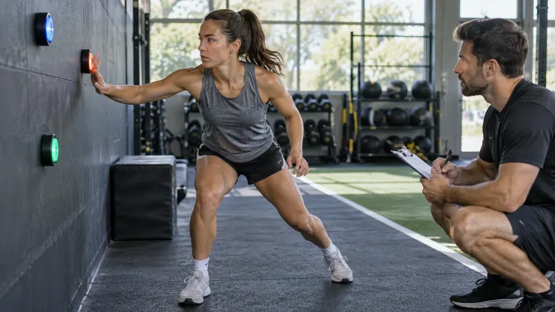 Athlete working on visual focus exercises