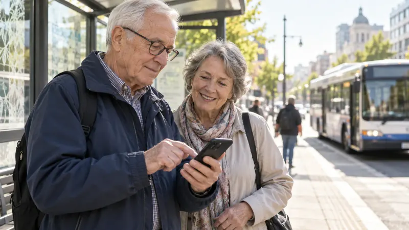 Older adult planning a ride with a family member