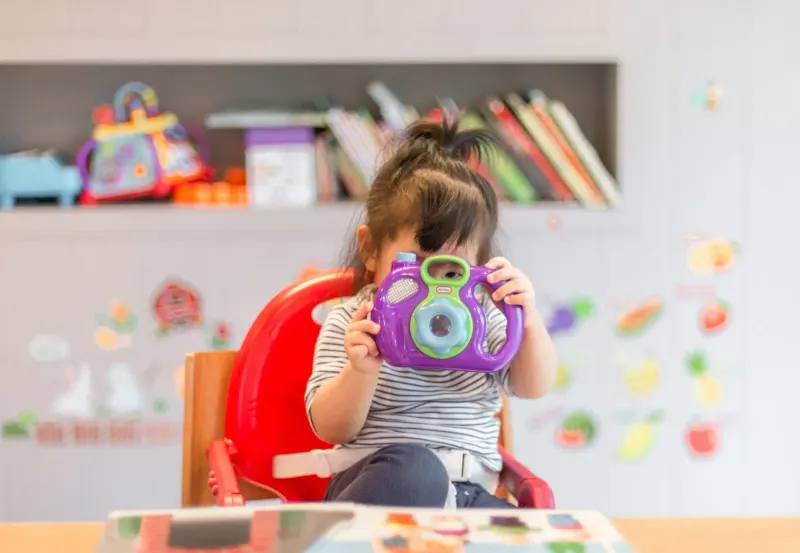 Child sitting for a vision care visit