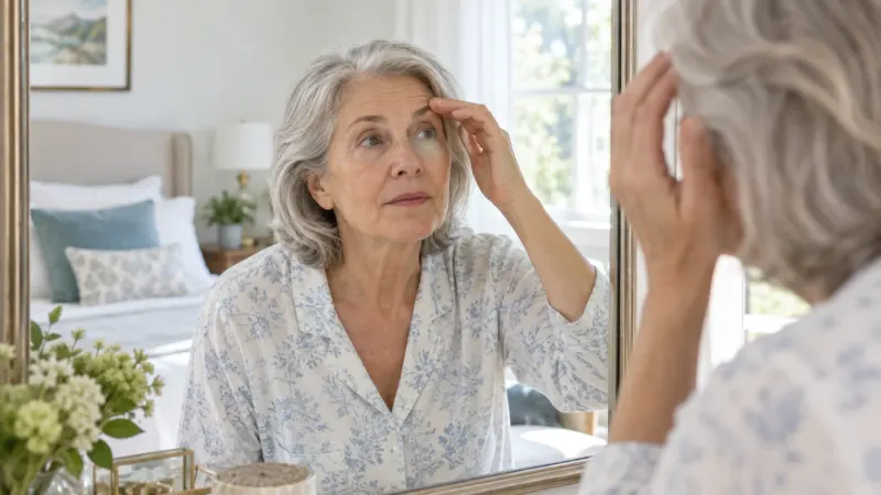 An adult and supportive companion discuss changes in brow position while reviewing an appointment note.