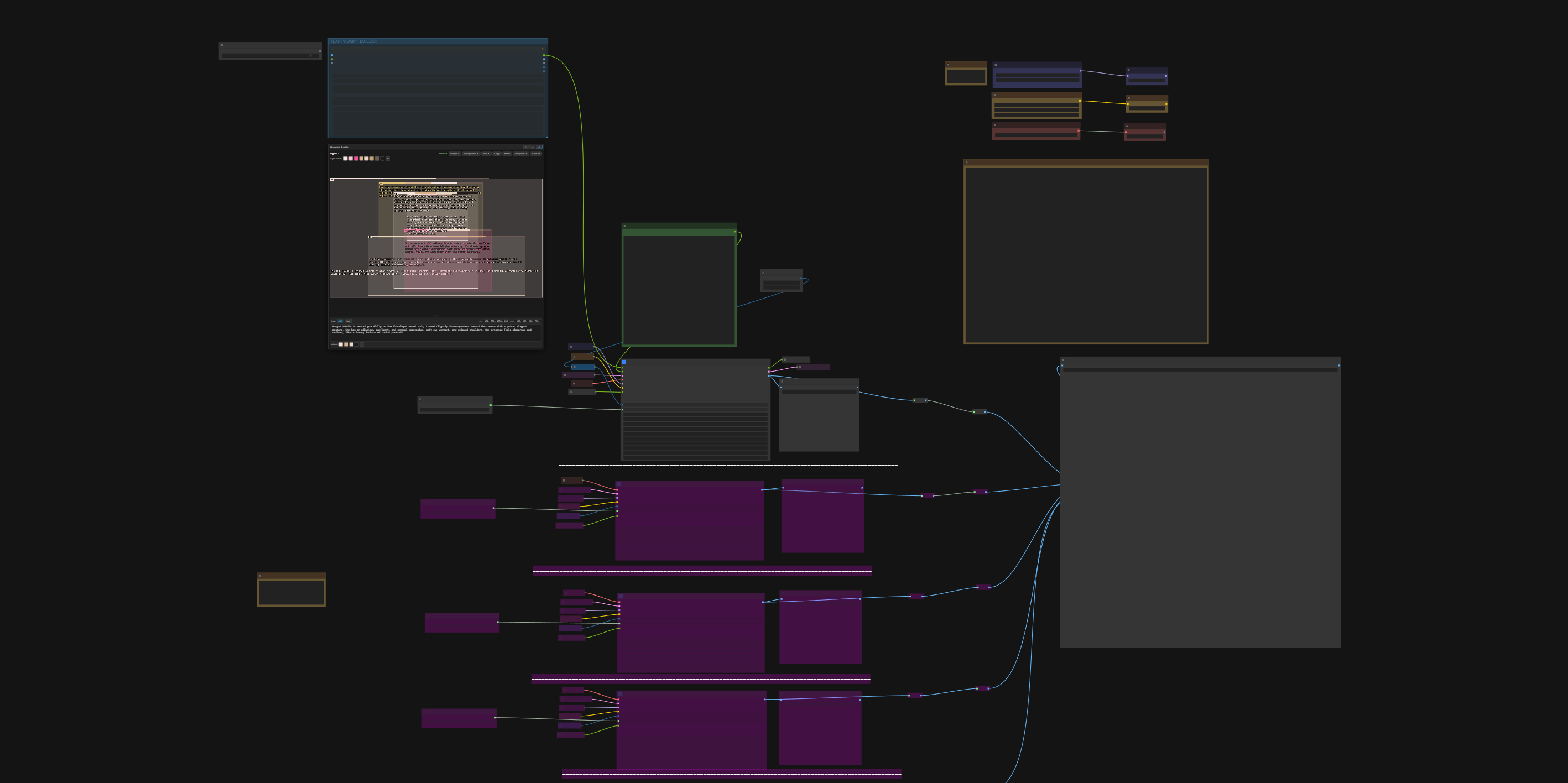 Nodebasierter Bild-Workflow mit violett markierten Knoten und Verbindungen