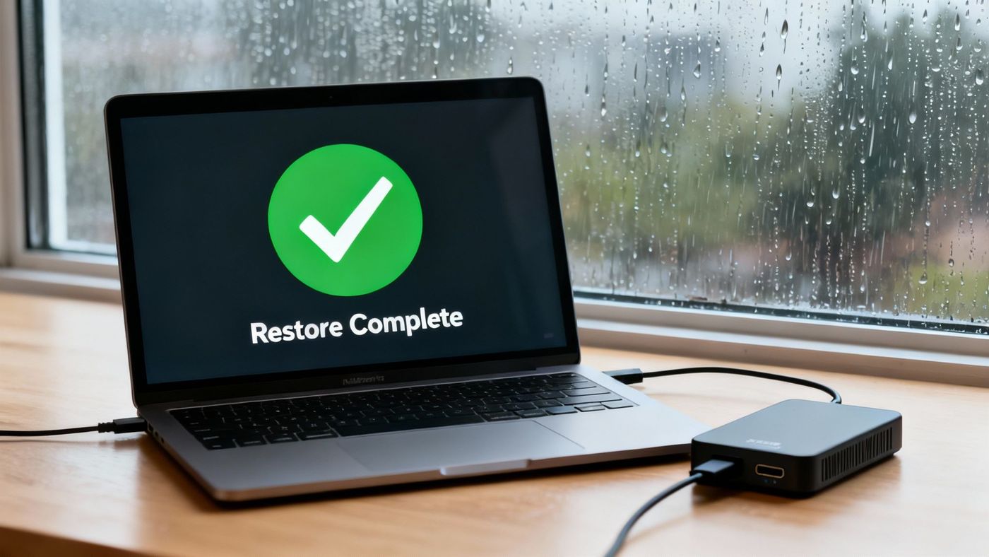 A flowchart illustrating a disaster recovery plan, showing steps from initial incident detection to full system restoration, symbolising organised business continuity.