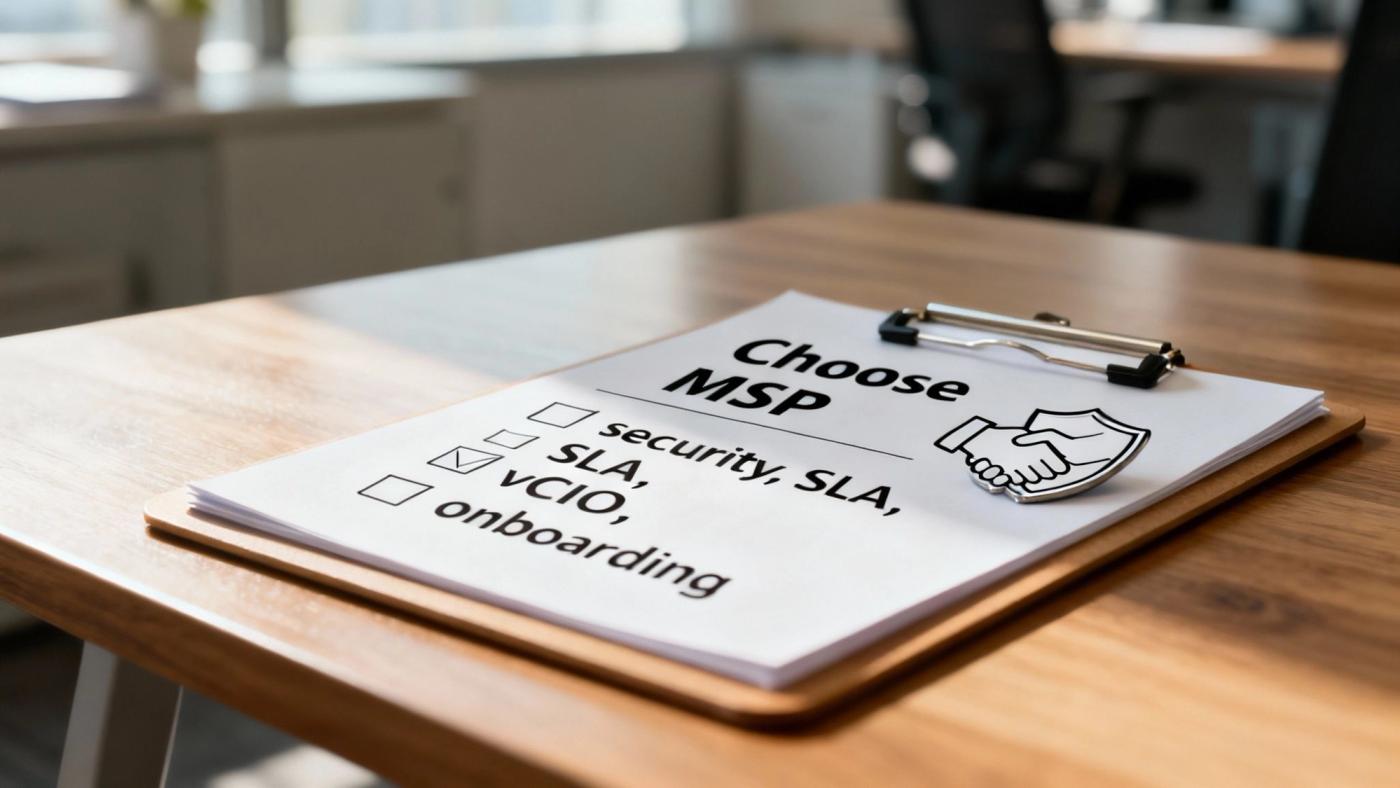 A person at a desk carefully reviewing a checklist on a clipboard.