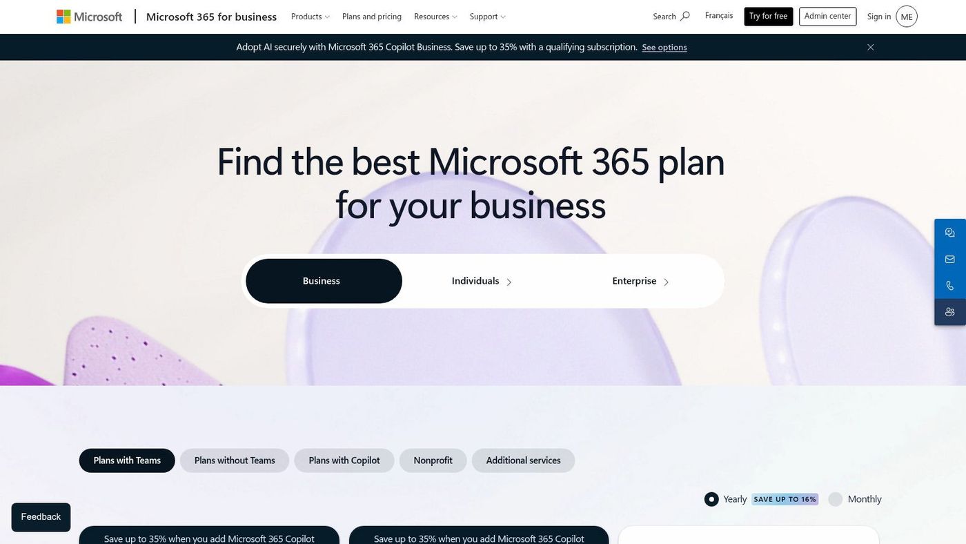 1. Microsoft 365 for Business Plans and Pricing