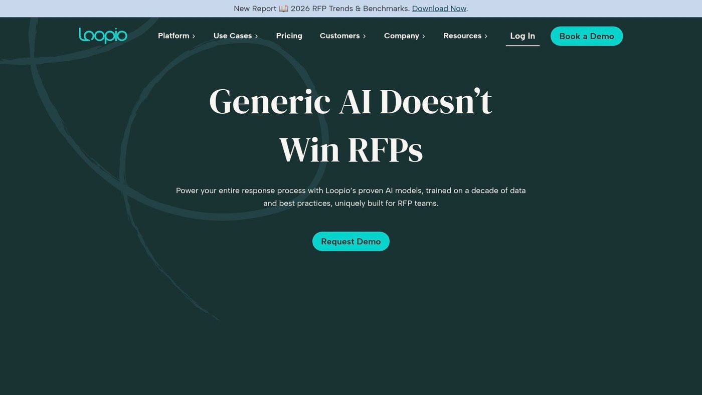 Loopio's platform showing its RFP and security questionnaire response software.