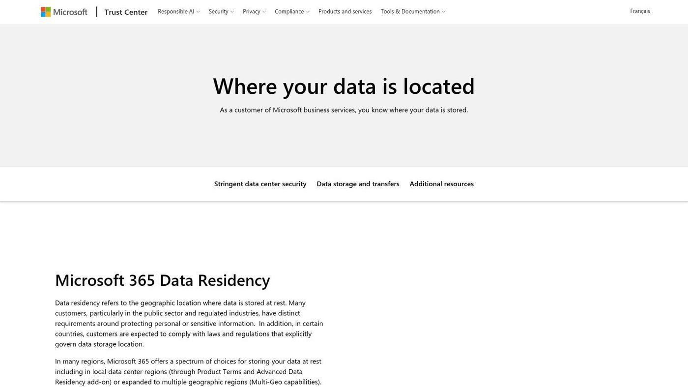 7. Microsoft Trust Centre on Canadian Data Residency