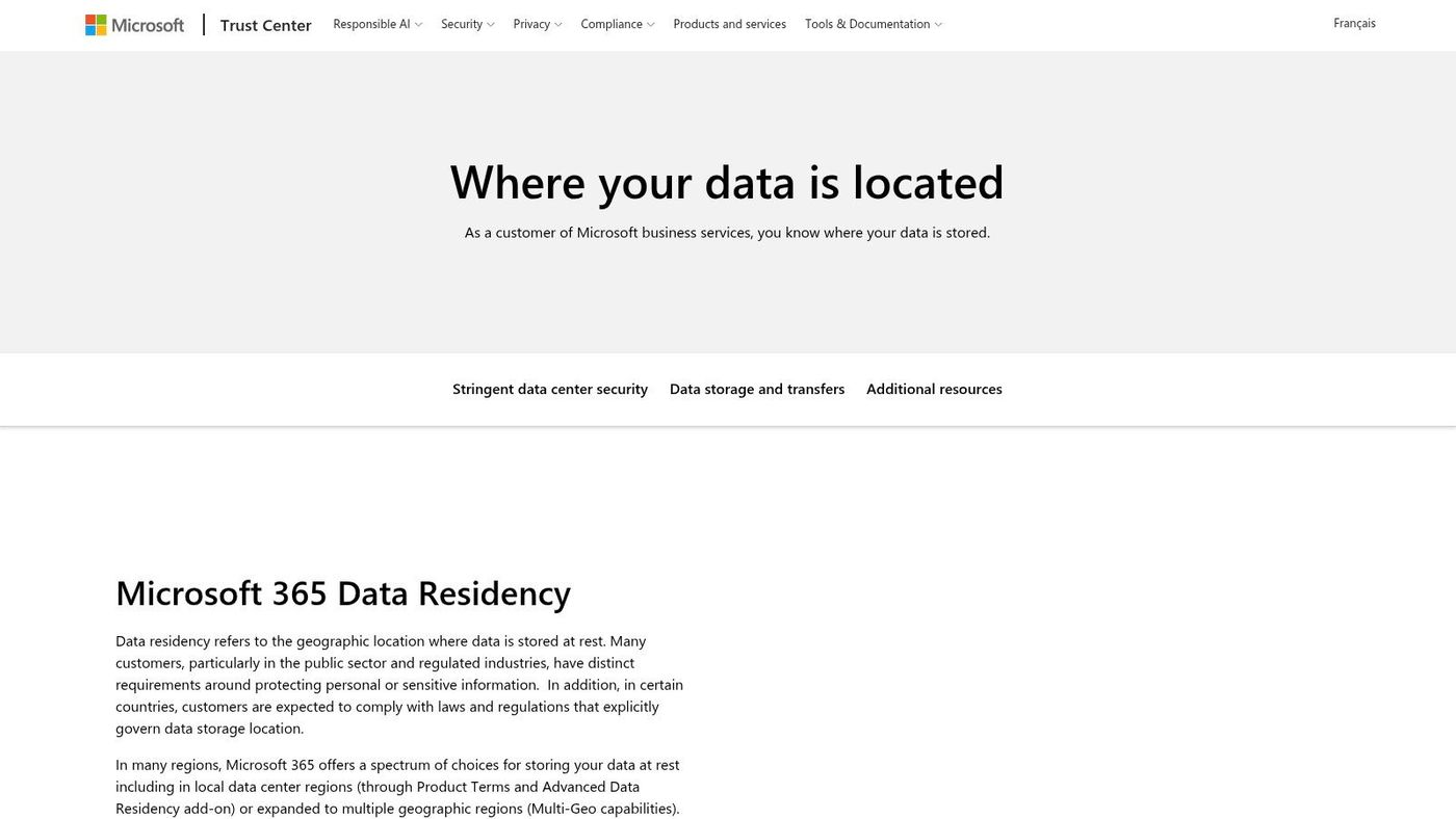7. Microsoft Trust Centre on Canadian Data Residency