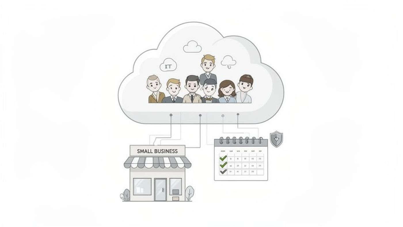 Cloud IT managed services team supporting a small business with calendar scheduling and security.