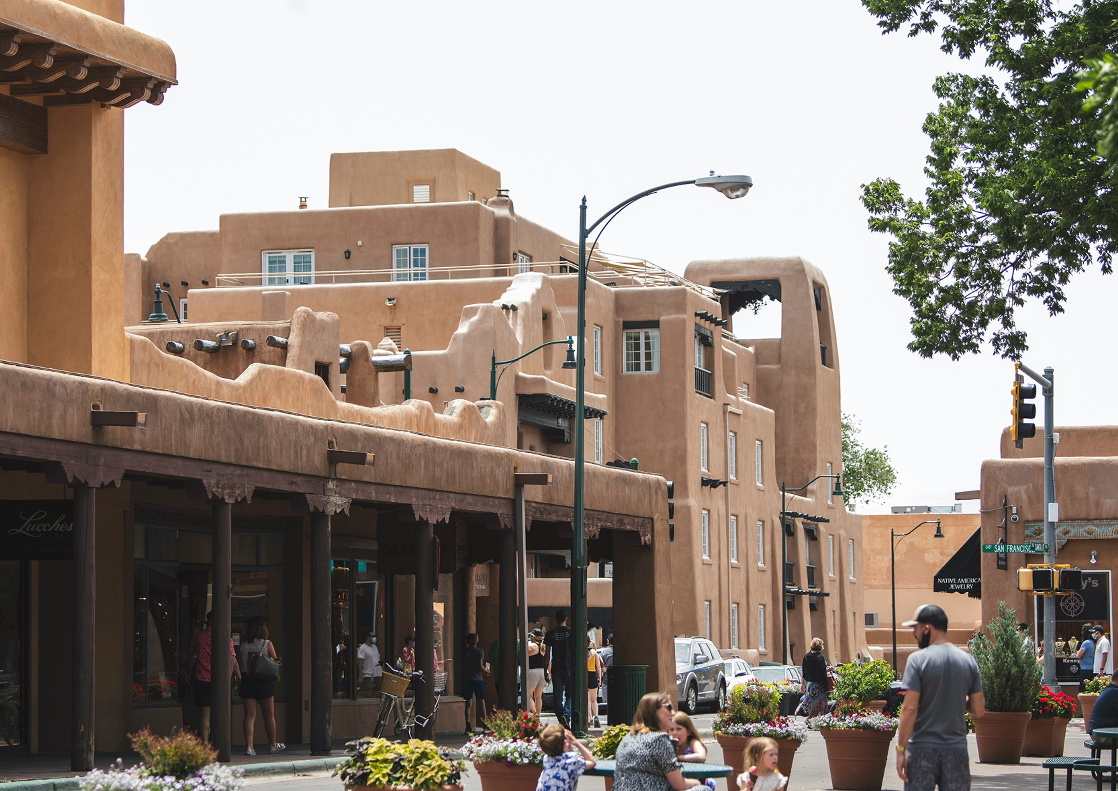 town street with businesses