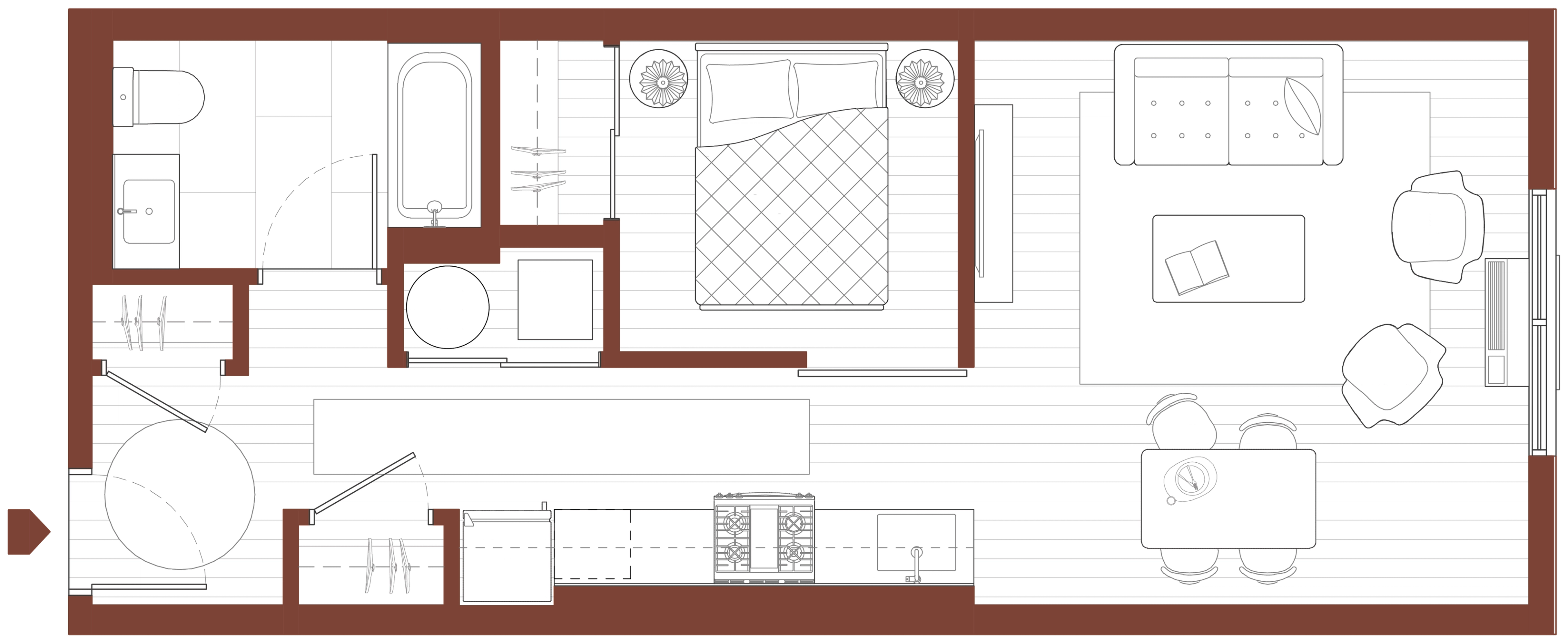Art House room 110 unit style B1 floorplan