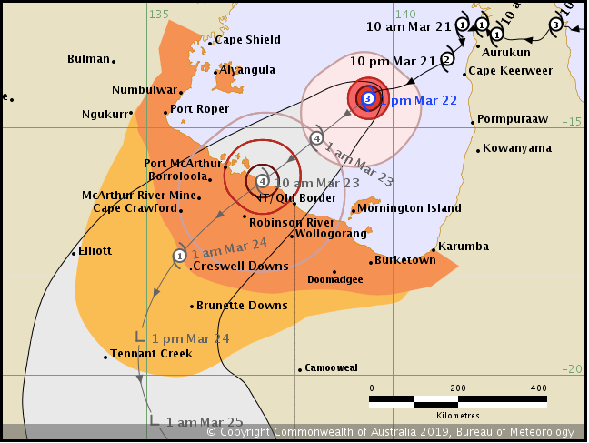 Cyclone Trevor 3pm Fri OK