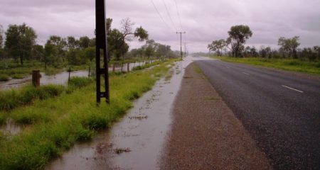 St Mary's Creek floodout, March 1, 2010 - view east