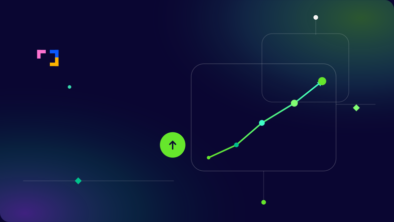 Abstract Migbirds illustration: an upward growth trajectory