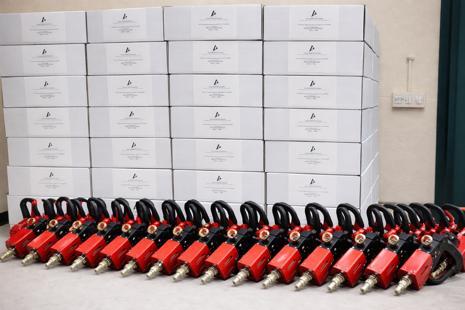 Advance Systems hot melt applicator guns prepared for dispatch at the Hinckley manufacturing facility, supplying the insulated glass industry worldwide.