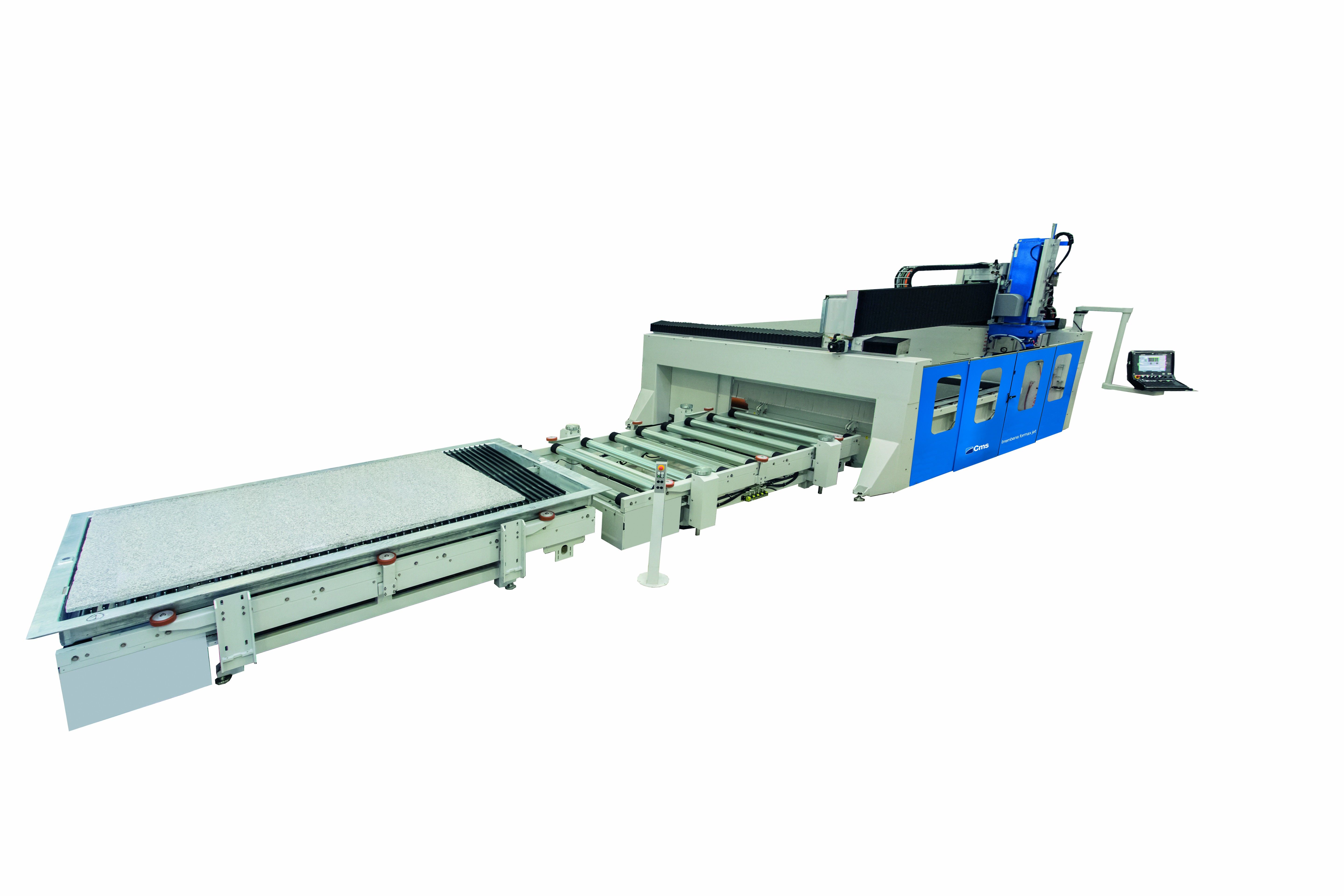 Combi waterjet and 5 axis saw with automatic loading 