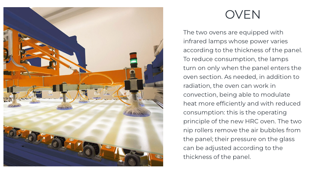The Bovone hybrid oven combines forced-air convection and infrared heating to prepare the assembled glass for consistent lamination.