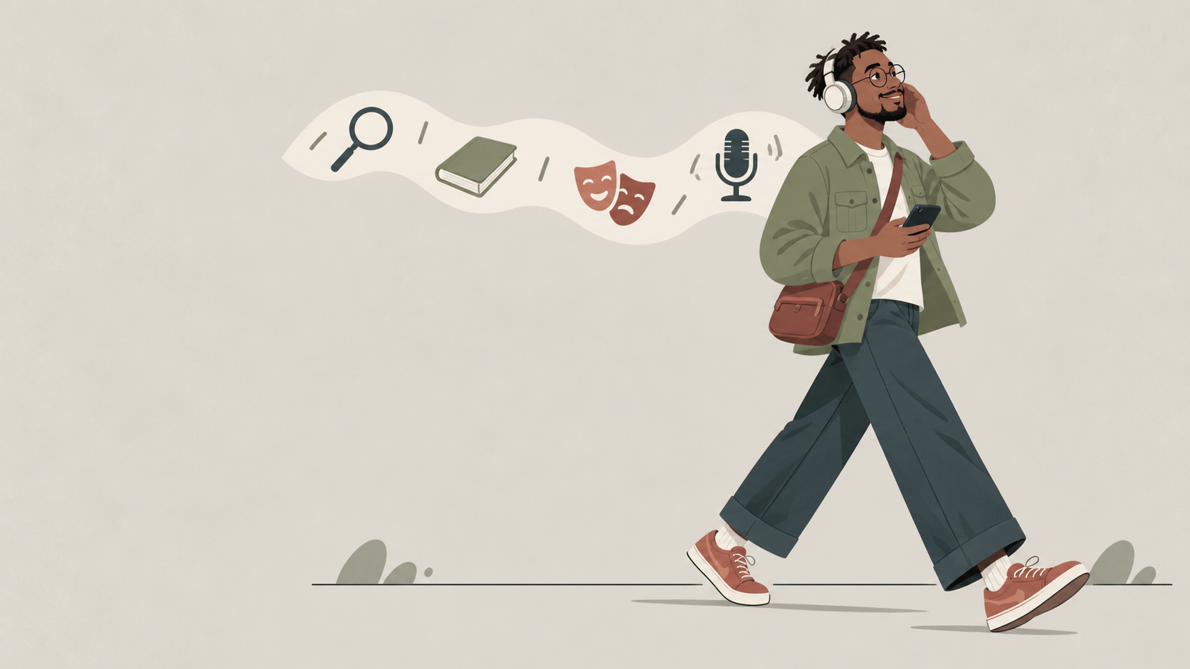 Listener exploring the best podcasts 2026 across crime, education, comedy, narrative and fiction