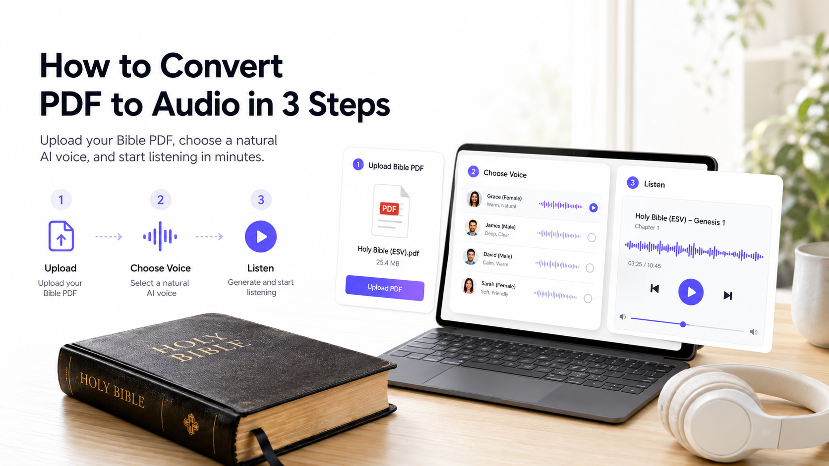 Using PDF-to-audio for bible study