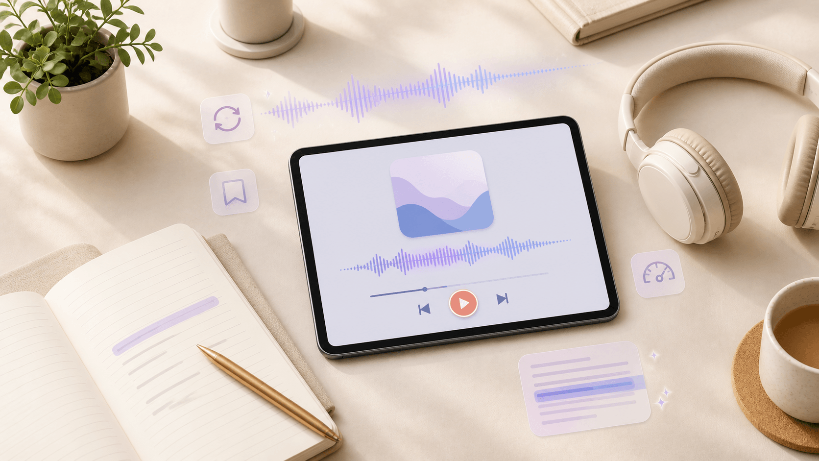 Audiobook study controls for active learning and review