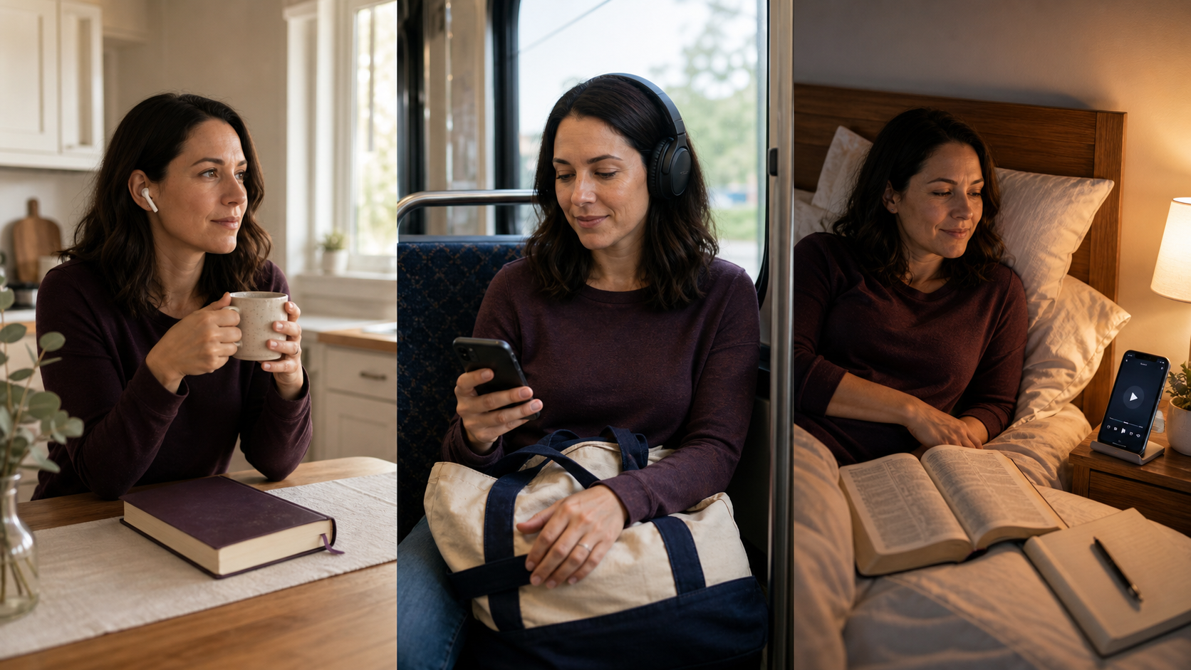 Three Bible audiobook routines for morning, commuting, and bedtime