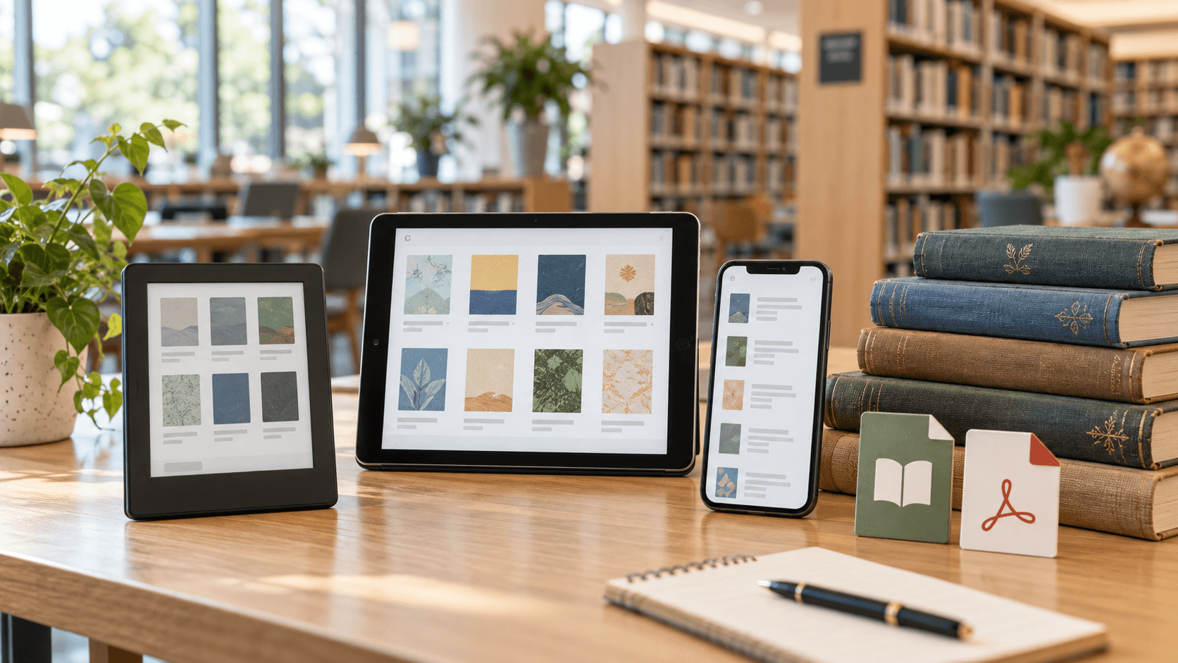 Digital ebook library showing free books online, EPUB files, and PDF books