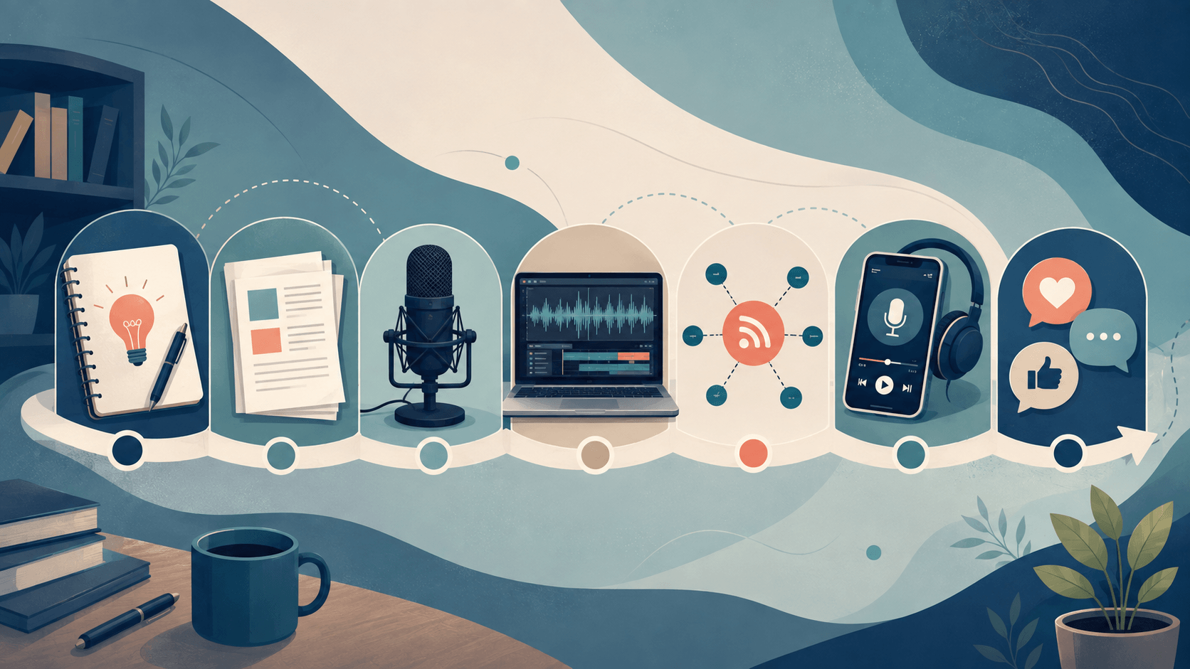 A seven-day workflow for planning, recording, editing, and reviewing a podcast pilot