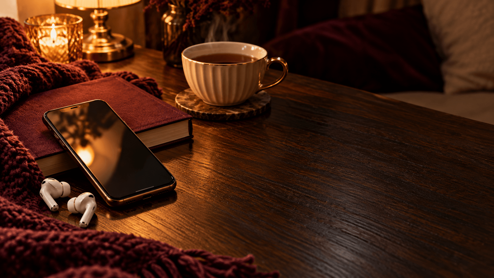Cozy reading corner for adult romance novels