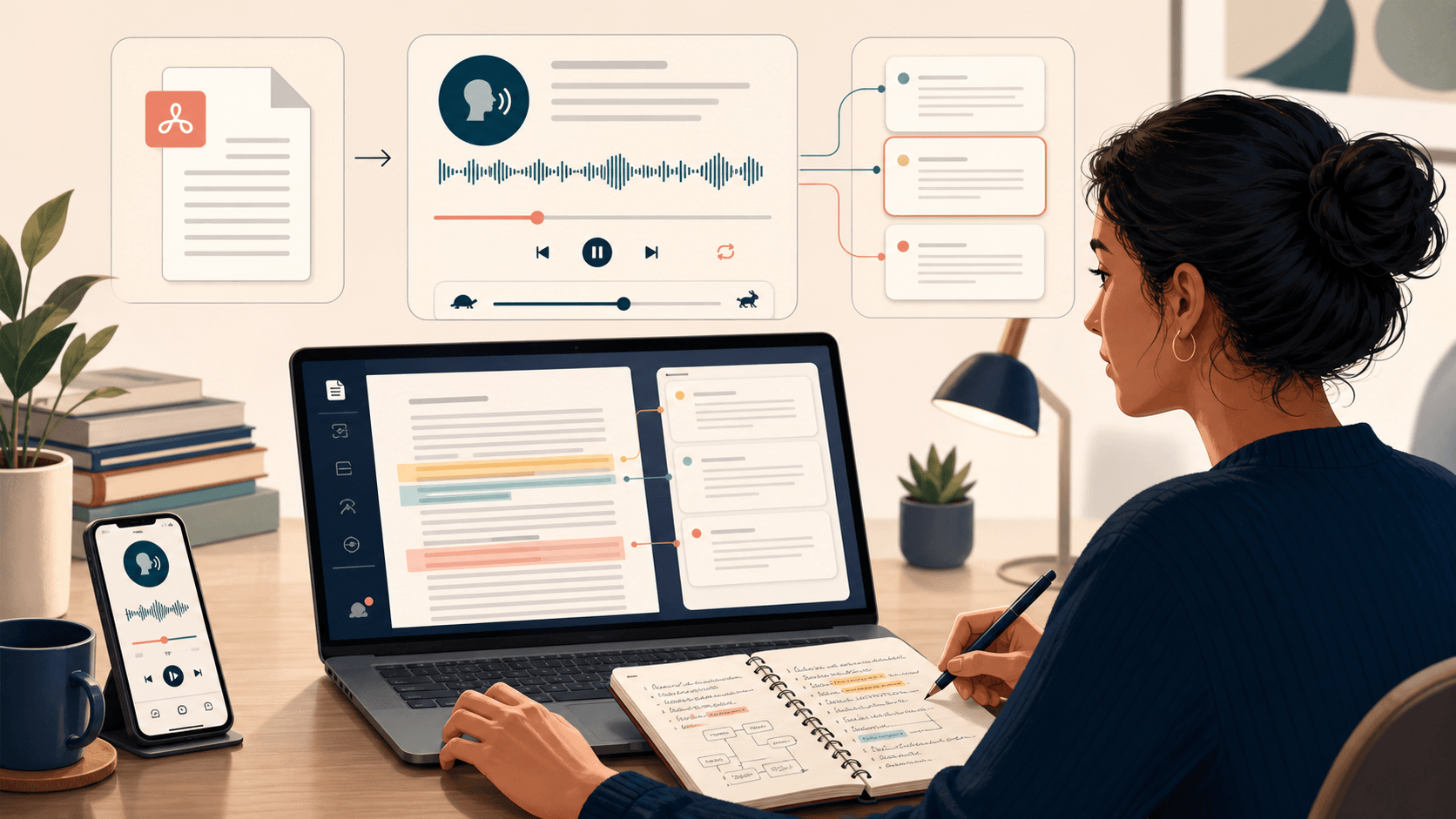 Readify supports critical reading with document narration, pacing, and replay
