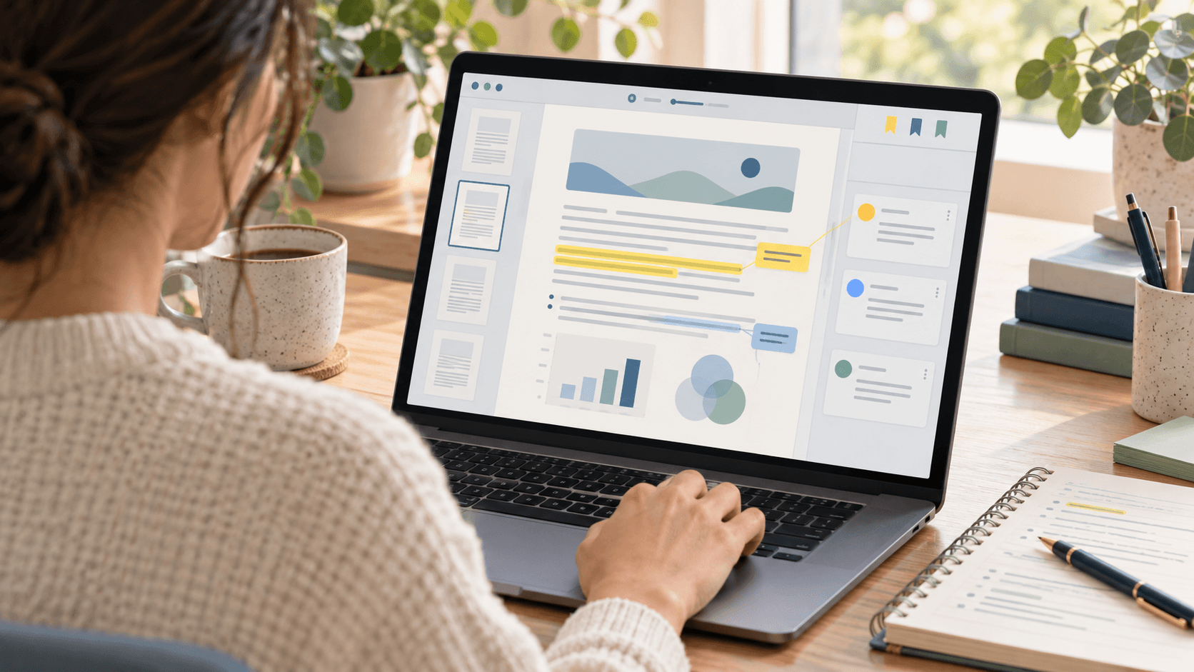 Laptop, tablet, and phone showing PDF reading, annotation, and search scenarios
